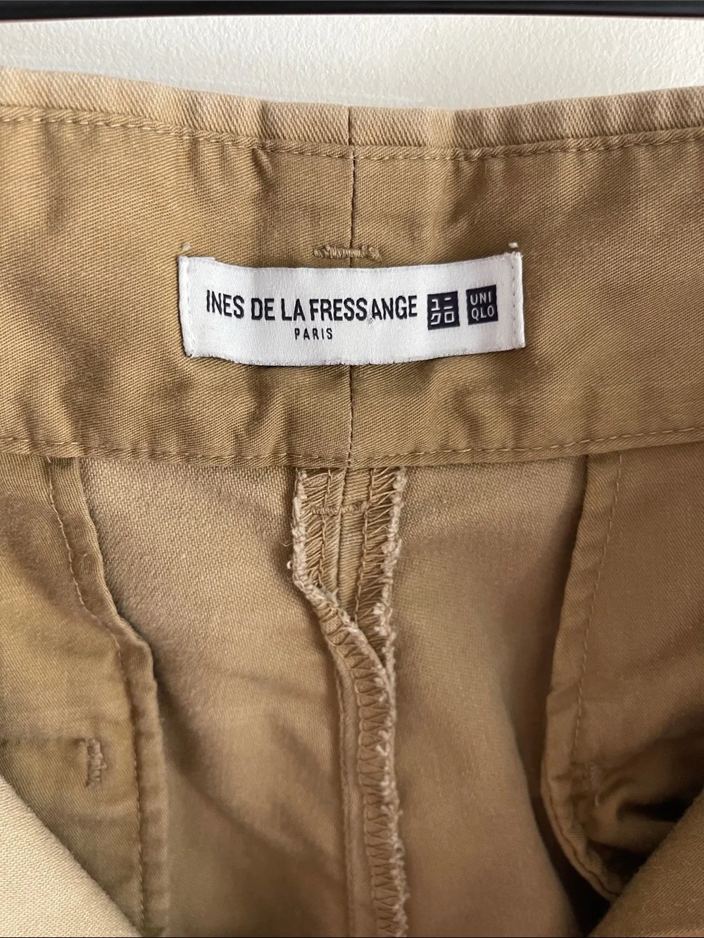 UNIQLO x Ines de la Fressange Tan Wide Leg Cotton Trousers French Girl Classic - Picture 3 of 16
